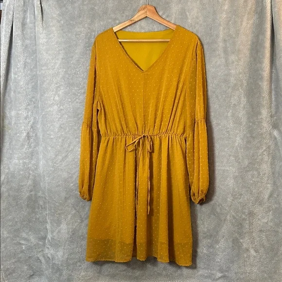SHEIN Mustard Long Sleeve Dress - Picture 1 of 7